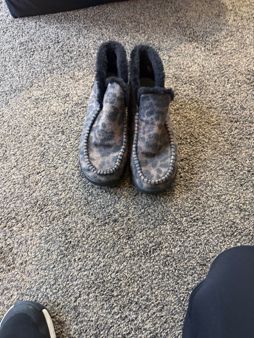 Hey Dude Gray Leopard Print Faux Fur Lined Ankle Boots
